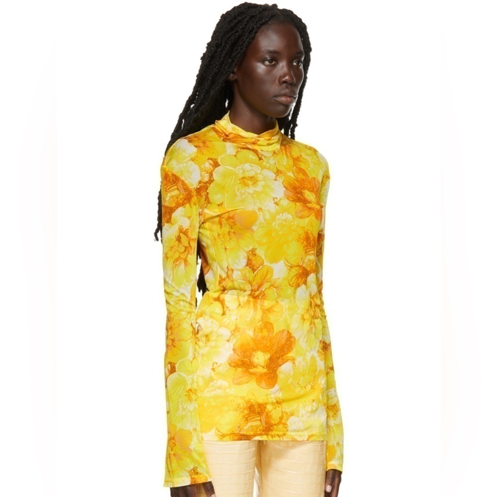 Kwaidan Editions Floral Mesh Roll Neck Top Yellow Size 40 (US 8) - Picture 2 of 11